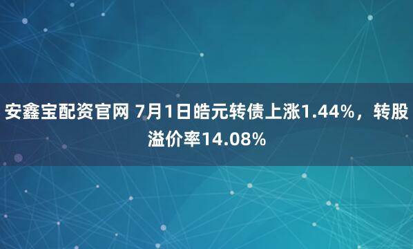 安鑫宝配资官网 7月1日皓元转债上涨1.44%，转股溢价率14.08%