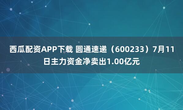 西瓜配资APP下载 圆通速递（600233）7月11日主力资金净卖出1.00亿元