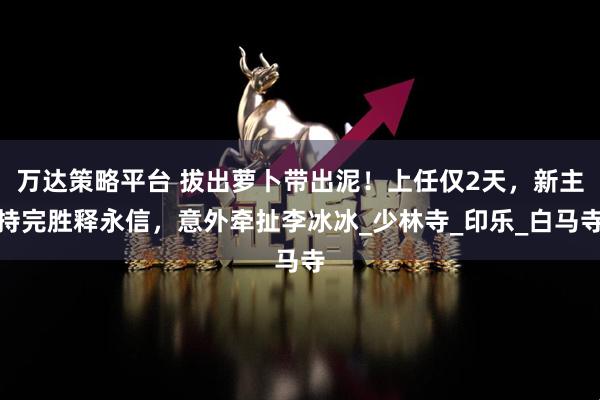 万达策略平台 拔出萝卜带出泥！上任仅2天，新主持完胜释永信，意外牵扯李冰冰_少林寺_印乐_白马寺